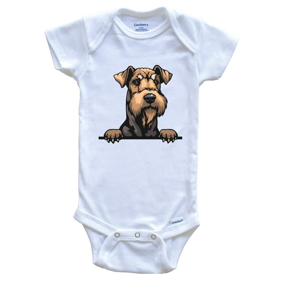 Airedale Terrier Dog Breed Cute Baby Bodysuit, 0-3 months white