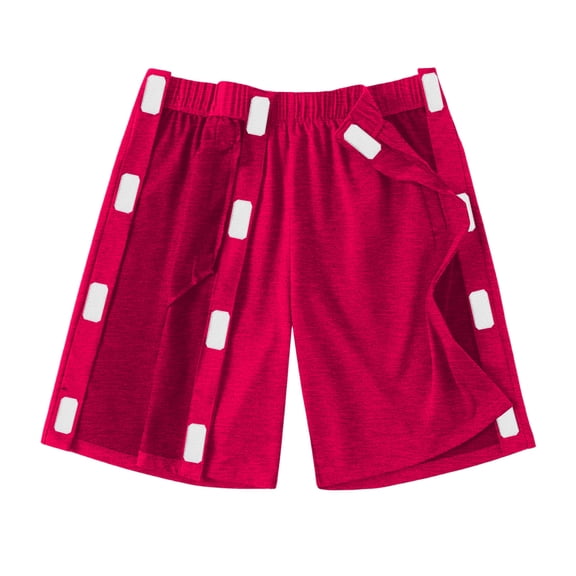 UDAUDU Tear Away Shorts for Women Men Easy Access Adaptive Pants Post Surgery Breakaway Lounge Short Casual Loose Fit Hip Knee Ankle Replacement Magic Tape Athletic Shorts with Pockets Hot Pink