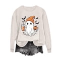 thumbnail image 2 of Cmfcve Women's Halloween Town Sweatshirt Long Sleeve Spooky Season Pullover Blouse Vintage Printed Cotton Shirts, 2 of 4