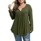 thumbnail image 4 of Camisa de mujer Botón plisado Blusa suelta Camiseta de manga larga Top, Verde militar, 3XL Scienceny AP000668-11, 4 of 7