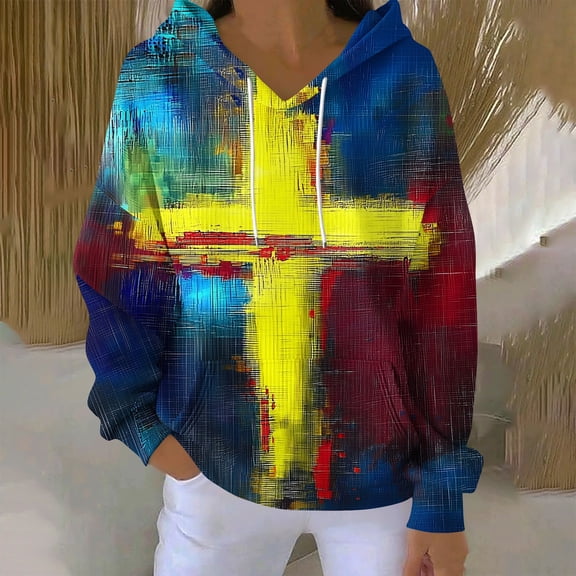 SwiftWear Women's Plaid Print Hoodie with Pocket - Soft Knit Cotton Pullover Casual Long Sleeve Top for Streetwear Yellow