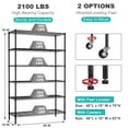thumbnail image 2 of 6 Tier Wire Shelving Unit Adjustable Storage Shelves Metal Shelf with Wheels Wire Rack for Garage Basement Kitchen Racks 2100lbs Capacity Metal Pantry Shelves，Black, 2 of 7
