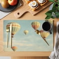 thumbnail image 2 of Retro Hot Air Balloon Placemats Set of 6 Modern Flying Balloon Place Mats Indoor Wipeable Table Mats Washable Cloth Dining Table Placemats for Kitchen Holiday Party Home Decor 13x19 Inch, 2 of 9
