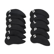 11 Pieces Golf Iron Headcover Scratch Numbered Golf Clubs Headcovers Protector Guard 4-9,P,S,A,L Golf Equipment Black
