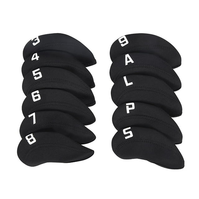 11 Uds Fundas protectoras de cabeza de hierros de Golf shamjiam de neopreno a prueba de arañazos Negro