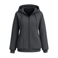 thumbnail image 5 of Xdegoge Womens Zip Up Hoodies Casual Long Sleeve Athletic Drawstring Fleece Relaxed Fit Workout Track Jackets with Pockets for Running Activewear, 5 of 8