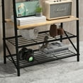 thumbnail image 4 of Hall Trees, Coat Rack with 10 Hooks, Entryway Bench with Storage, Multifunctional Hallway Organizer, Wood Look Accent Furniture with Metal Frame, for Entryway, Hallway, Front Door, 4 of 10