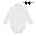 thumbnail image 3 of TTAO Baby Boys Lapel Formal Gentleman Shirt Romper Wedding Party Jumpsuit with Black Bow Tie Set White&Black 3 Months, 3 of 7