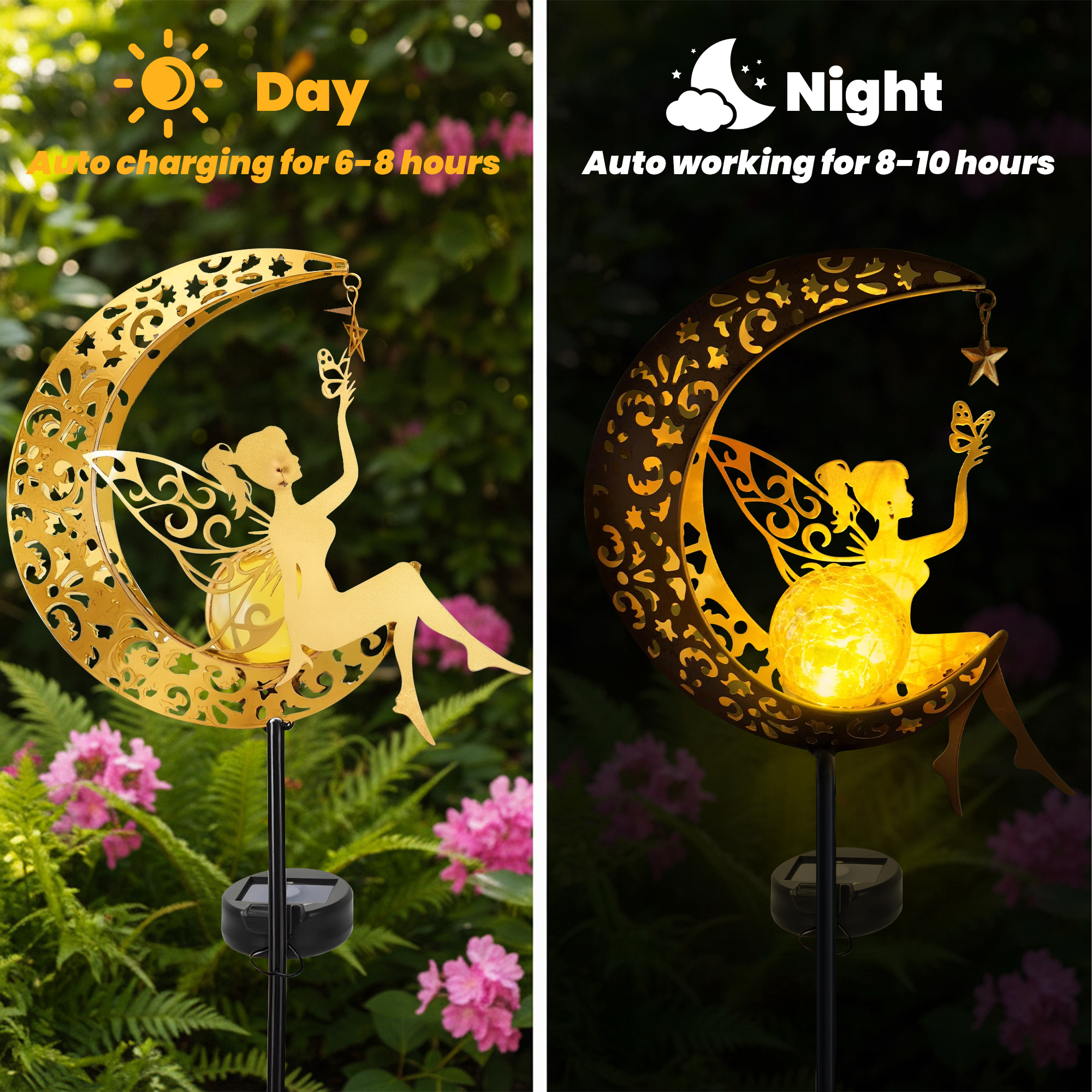 Daybetter 32" Moon Fairy Solar Garden Lights photo 4
