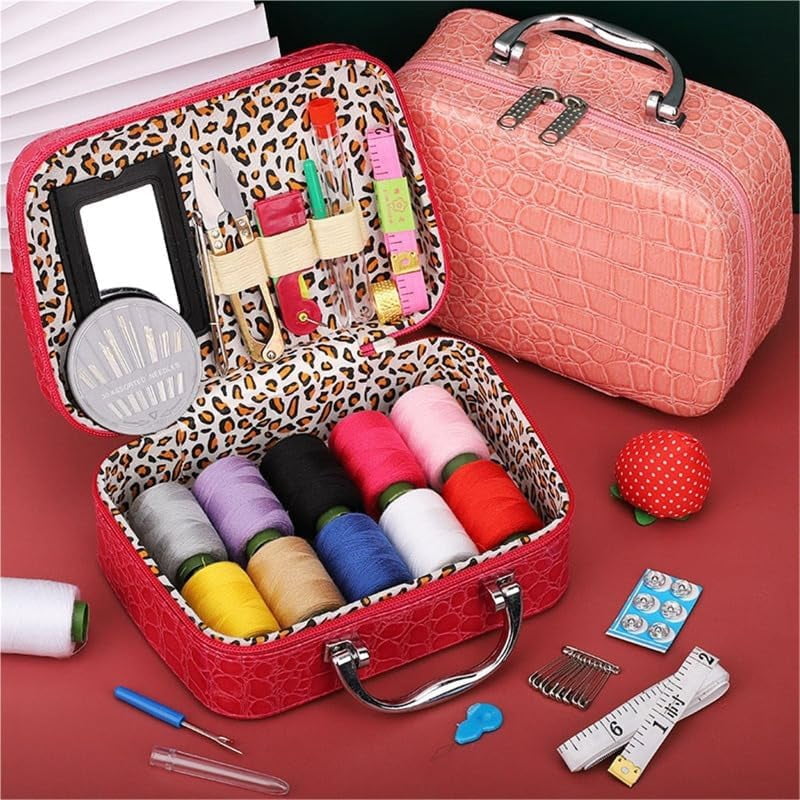 Wondolla Sewing Kit, 34PCS Big Eye Stainless Steel Needles Set, Wondolla Portable Sewing Kit in Faux Leather Case, Portable Sewing Kit in Faux Leather Case,Steel Needles for Hand Sewing
