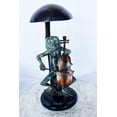 thumbnail image 3 of Nifao Frog playing cello under mushroom bronze statue – Home Decor Sculpture, 10"L x 10"W x 24"H, 3 of 10