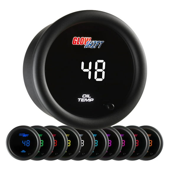 GlowShift | 2-1/16 (52mm) 10 Color Digital Series Celsius Oil Temperature Gauge for Cars and Trucks