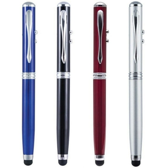 Stylus Pen [4-PACK], 4-in-1 Universal Touch Screen Stylus   Ballpoint Pen   LED Flashlight   Pointer For Smartphones Tablets [Black   Blue   Red   Silver]