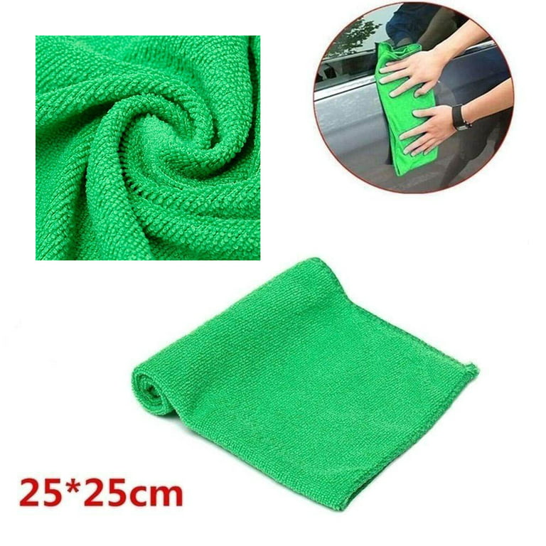 25 x 25CM Microfiber Cleaning Cloths (30 Pack) - Reusable Towels, Wash Rags,  Dust Cloth, All-Purpose: Kitchen, Dish, Cars, Shop, Glass - Green 