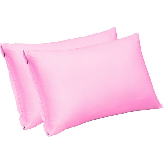 The Great American Store Brushed Microfiber Solid Pink, Rectangle Throw Pillowcases with Hidden Zippered (14"x 22") - Hotel Quality - Wrinkle, Fade, Stain Resistant - Hypoallergenic