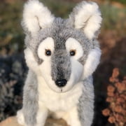 Auswella Plush Gray Timber Wolf Realistic Stuffed Animal