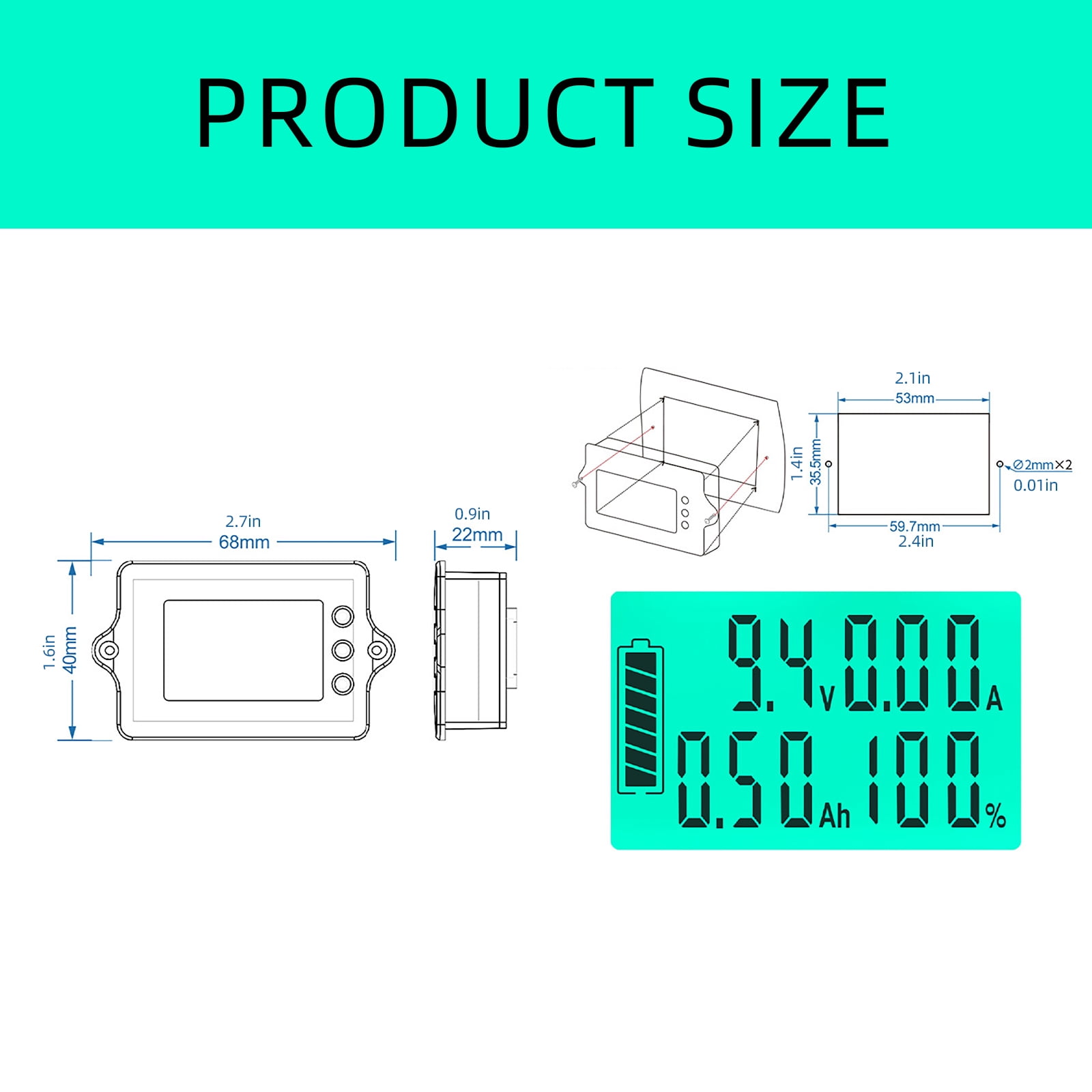 Digital Power Meter with Energy Storage Multifunction Voltages & Current Meter for Monitoring Voltages & Current Up to 100A