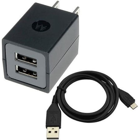 Home Wall Travel Charger AC Dual Port USB Adapter Cable R5Z for Motorola Droid Turbo, Google Nexus 6, G4 Plus, Moto G5S Plus E5 Plus G6 Play G4 Play, RAZR MAXX HD, G5 PLUS (XT1687), M