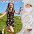 thumbnail image 5 of ZIATUBLE4S Black Red Floral Print Girls Playsuit Kids Summer Casual Romper Button Ruffle Trim Elastic High Waist Round Neck Jumpsuit Shorts Clothes with Pockets for 11-12 Y, 5 of 6