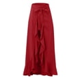thumbnail image 3 of WRFWUL Womens Skirt Pants High Waist Wide Leg Ruffle Pants Tie Front Asymmetrical Hem Flowy Casual Dressy Trousers, 3 of 4