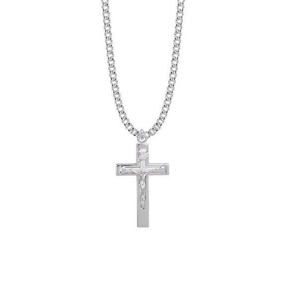 Singer 1-3/8 Inch Sterling Silver Cross and Nail Crucifix Necklace