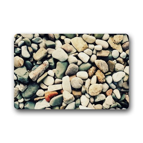 RYLABLUE Cobble Stone Milk White Doormat Floor Mats Rugs Outdoors/Indoor Doormat Size 30x18 inches