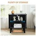 thumbnail image 5 of PHOYAL Black Large End Table with Charging Station, Vertical Strip Square Side Tables with Sliding Door Storage for Living Room, 5 of 8