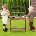 thumbnail image 3 of Infans Kids Mud Kitchen Play Kitchen with Blackboard, Stoves, Removable Sink Natural, 3 of 7