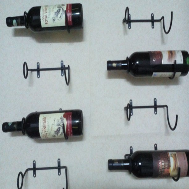 Estante de exhibición de vino Estante de vino con tornillos Barra de casa Organizador de almacenamiento de cocina Soporte de botella negro de hierro montado en la pared simple LingWen 9024715710963