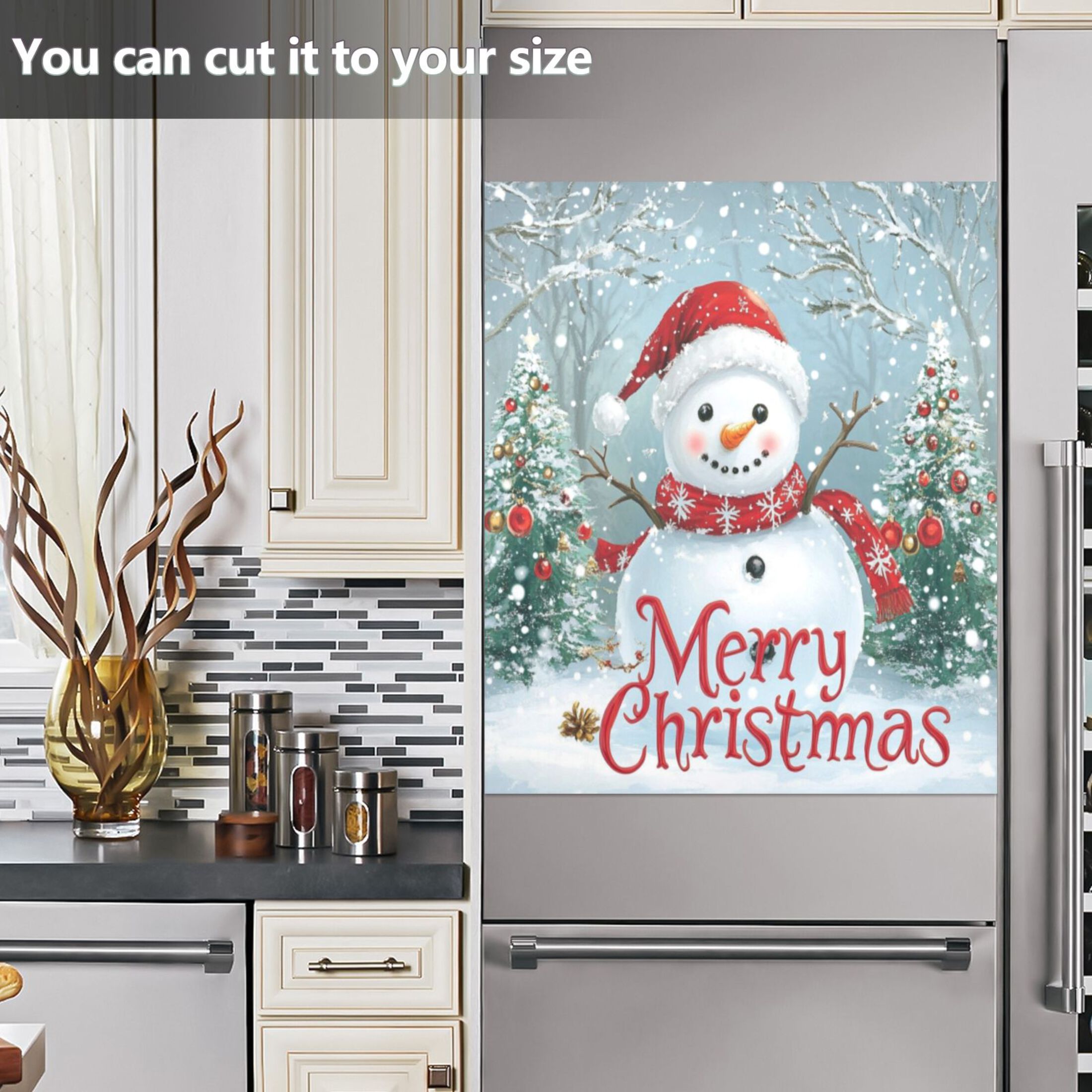 Dishwasher Magnetic Sticker 23x26 Inch Refrigerator Magnetic Sticker Washing Machine Magnetic Sticker Kitchen Panel Magnetic Sticker Home Decor Merry Christmas Snowman Picture