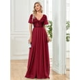thumbnail image 1 of Wedding Dress Wedding Guest Dresses for Women Long Dress Skirt Flared Sleeve V-neck A-line Bridesmaids Banquet Dress Evening Dress Dance Party Dress, 1 of 9