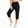 thumbnail image 2 of AHTJRT Cargo Capri Pants for Women Waterproof Drawstrings Elastic Waist Pants with Adjustable Cuffs Multiple Pockets Hiking Running Trousers Black XXL, 2 of 6