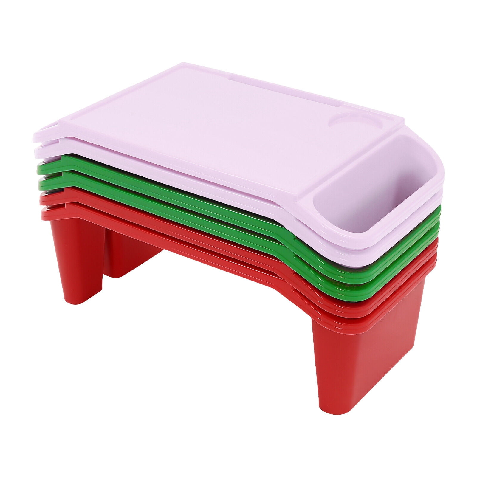 PEAKORA6 Pcs PP Kids Lap Desk Tray Plastic Breakfast Laptop Trays with Side Slots Kit