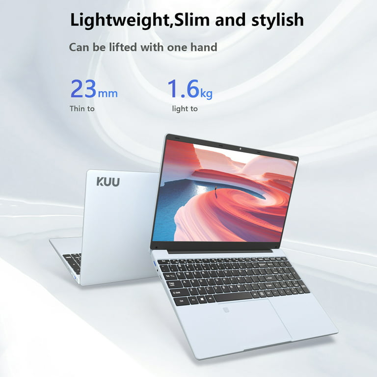 kuu yepbook computer 15.6 windows 11 pro laptop avec 16gb ram 512gb ssd,  processeur intel celeron et clavier rétro-éclairé - idéal pour un usage