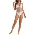 thumbnail image 2 of Conjunto de bikini de dos piezas con textura acanalada para mujeres INSPIRE CHIC, con parte inferior triangular de anillo en forma de corazón, trajes de baño pequeños en blanco, 2 of 5