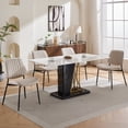 thumbnail image 4 of Mid Century Modern Dining Chairs Set of 6, Beige Kitchen & Dining Room Chairs Set of 6, Upholstered Linen Fabric Kitchen Chairs for Dining Table, Sillas de Comedor, Metal Legs (Beige, 6 Pcs), 4 of 12