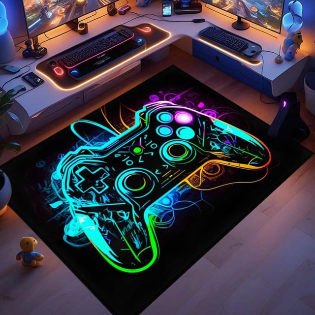 POINTERTECK Gaming Rug for Boys Bedroom - Soft and Durable Gamer Carpet for Game Room Carpet