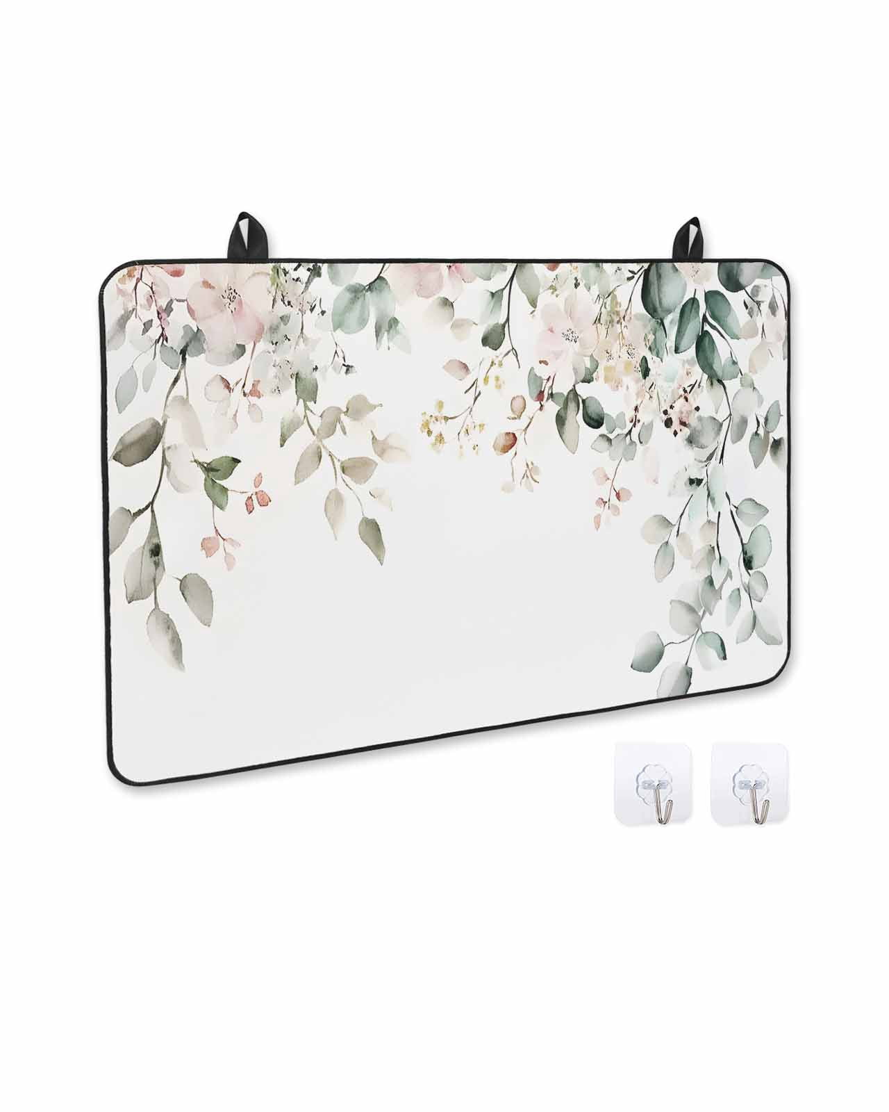 nqOlkjepod Large Induction Cooktop Protector Mat 36"x21", Eucalyptus Floral Stove Top Covers for Electric Stove, Spring Summer Botanical Decorative Stove Burner Cover Mats, Glass Top Stove Cover