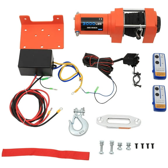 CCIYU Durable 3000lb Electric Winch Synthetic Rope Truck Trailer ATV UTV Off-road Front Rear