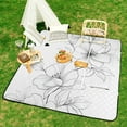 thumbnail image 6 of Elegant Line Art Blooming Flowers Branch Waterproof Picnic Blanket with Foldable Zipper, Suitable for Outdoor Use, Suitable for Travel, Camping, Beaches, Parks, Grasslands, Picnic Blanket Accessories, 6 of 7