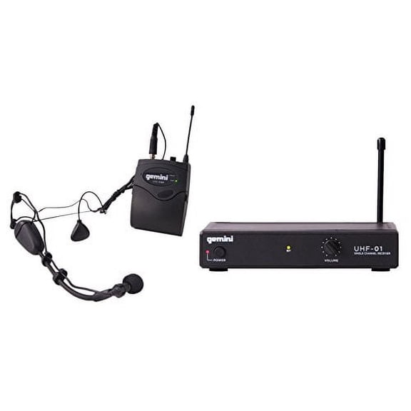 Gemini UHF-01HL-F4 Professional Audio DJ Equimpent Superior Single Channel Wireless UHF System and Handheld Microphone with 150ft Opereating Range