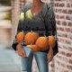 thumbnail image 2 of Mujer Otoño Invierno Casual Sexy Moda Camisa Halloween Impreso Manga Larga Puff Cuello V Jersey Top Fridja fjkfkj7718, 2 of 6