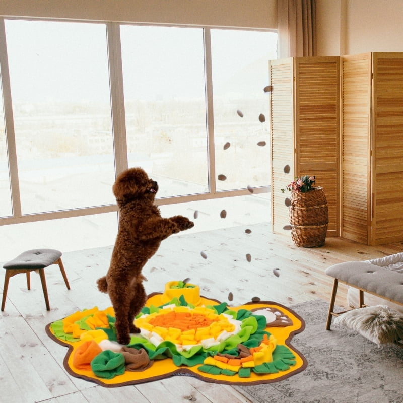 Dog Enrichment Toy Slow Feeding Exercise Flower Snuffle Mats Puzzle Toy 60x60cm