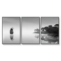 wall26 Framed Canvas Wall Art for Living Room, Bedroom Floating Lone Island Canvas Prints for Home Decoration Ready to Hang - 24"x36"x3 Panels
