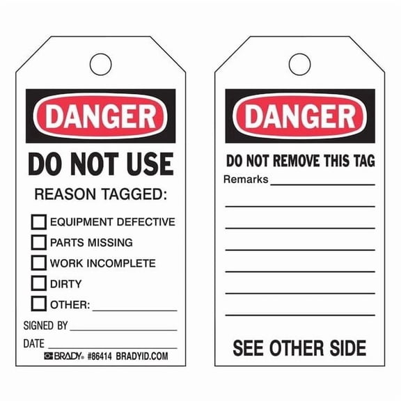 Brady Danger Tag,5 3/4in H,3in W,Polyster,PK10 86414