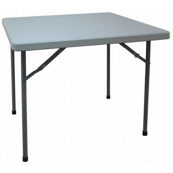 Square Folding Table, 36" W, 36" L, 29" H, Blow Molded Polyethylene Top, Gray