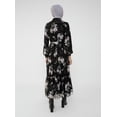 thumbnail image 5 of Beige - Black - Floral - Point Collar - Fully Lined - Modest Dress - Refka, 5 of 6