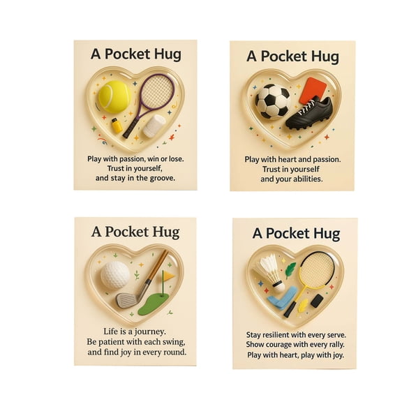 PLPPYFS Sports-Themed Pocket Hug, Football Golf Tennis Soccer Baseball Heart-Sport-Themed Pocket Hug Collection Encouragement Present with Inspirational Gift, Cards, Emotional Support