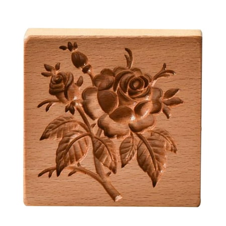 

Rose Wooden Cookie Mold Portable Cake Baking Cutter Non-Toxic Cookie Stamp Mould High Temperature Resistant Wooden Biscuit Shape Tool for Cookie DIY