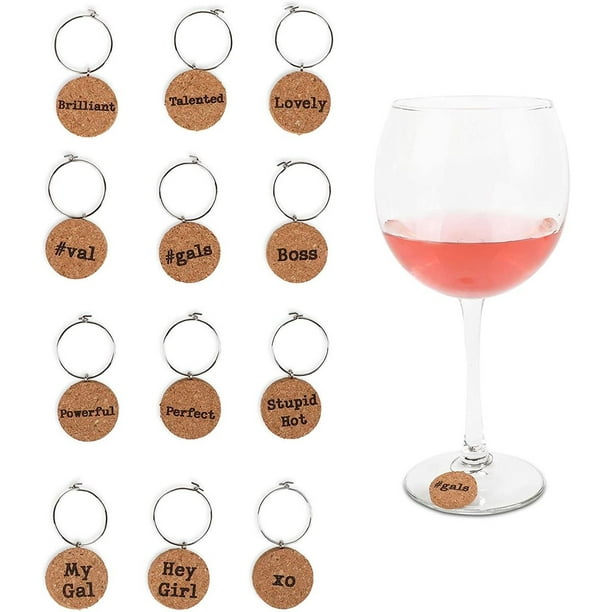 Set of 12 Cork Wine Glass Charms Tags for Girls Night Party Favors &  Supplies - Walmart.com